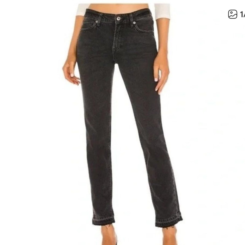 Free People We the Free Faded Black Cuffed Slim Boyfriend Jean NWT